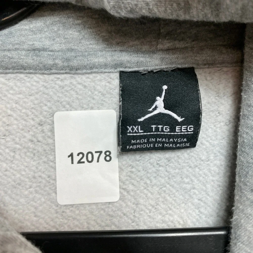 Jordan Hoodie Men XXL Gray Graphic Jumpman Pullover Athletic Sweatshirt